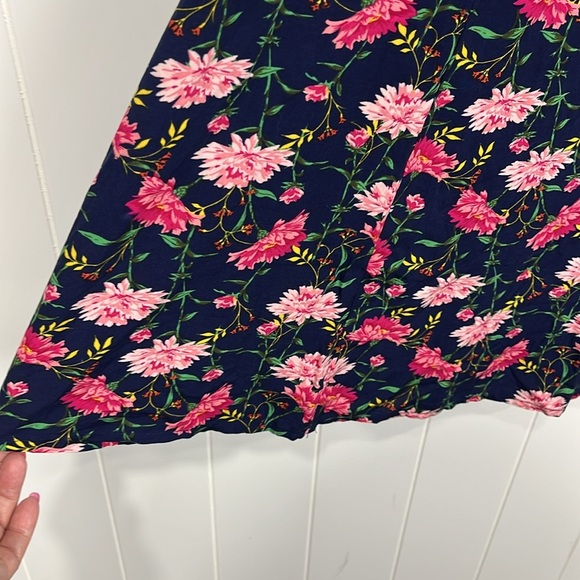 Old navy Womens Dress M Navy Pink Floral Button Keyhole Sleeveless Pullover EUC - Picture 6 of 12